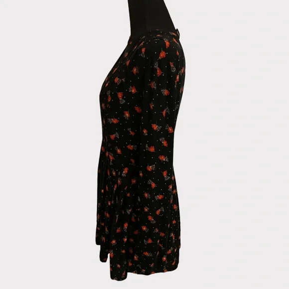 Free People Black Mini Dress with Red Floral Print - Picture 4 of 9